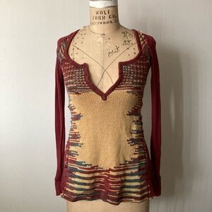 Free People We The Free Cozy Long Length Sweater XS button down